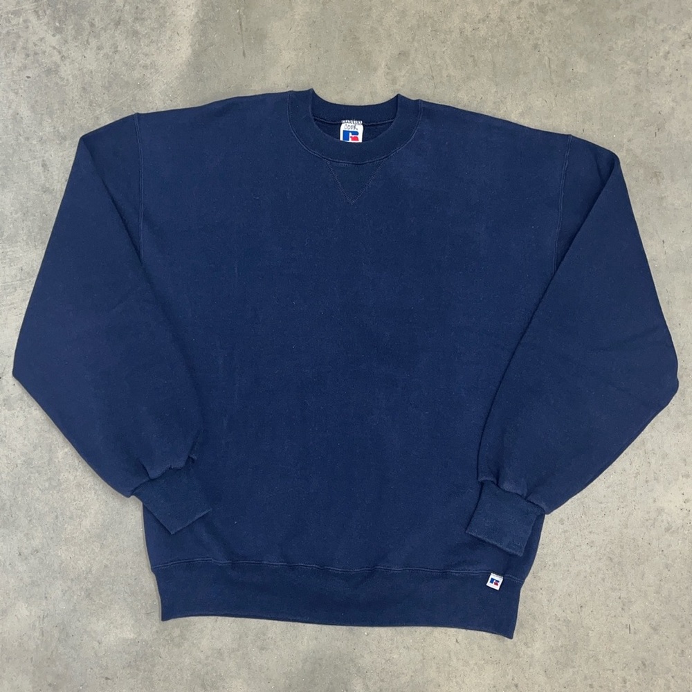 Vintage 90s Russell Athletic Navy Blue Crewneck Sweatshirt